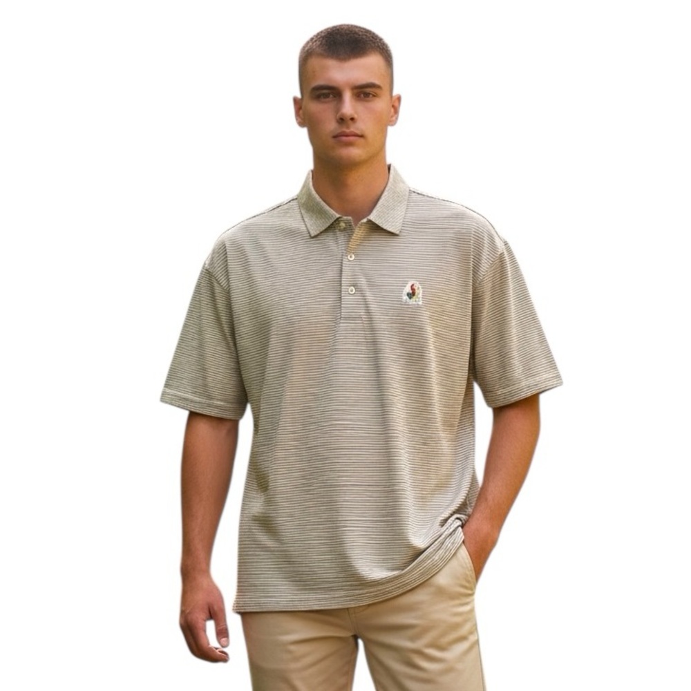 Peter Millar Men’s Golf Polo Beige Stripe XL